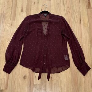 Express Burgundy Sheer Women's Blouse